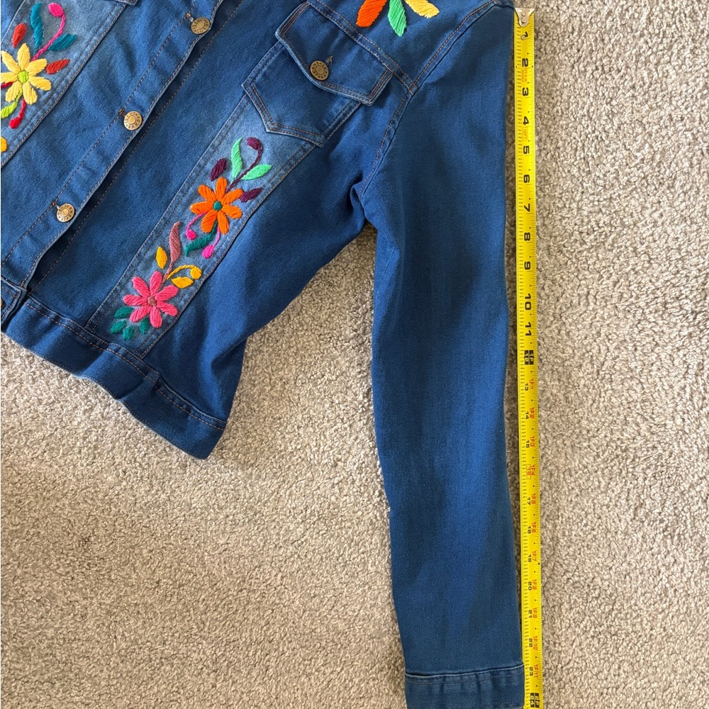 Mexicana Colorfully Embroidered Jean Jacket - Picture 5 of 6